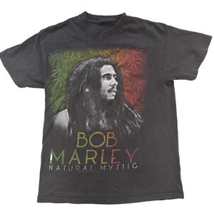 Bob Marley Shirt Youth Large Black Natural Mystic Rasta Reggae Graphic Tee Music